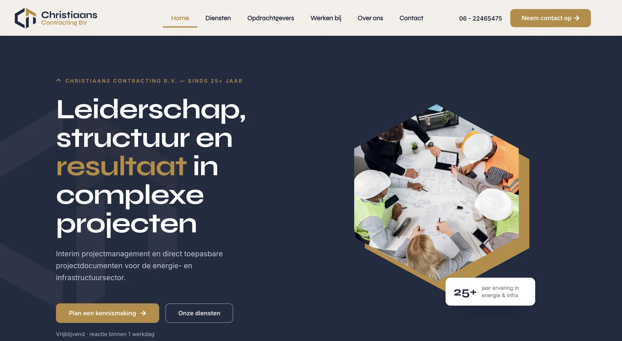 Header van de website van Christiaans Contracting