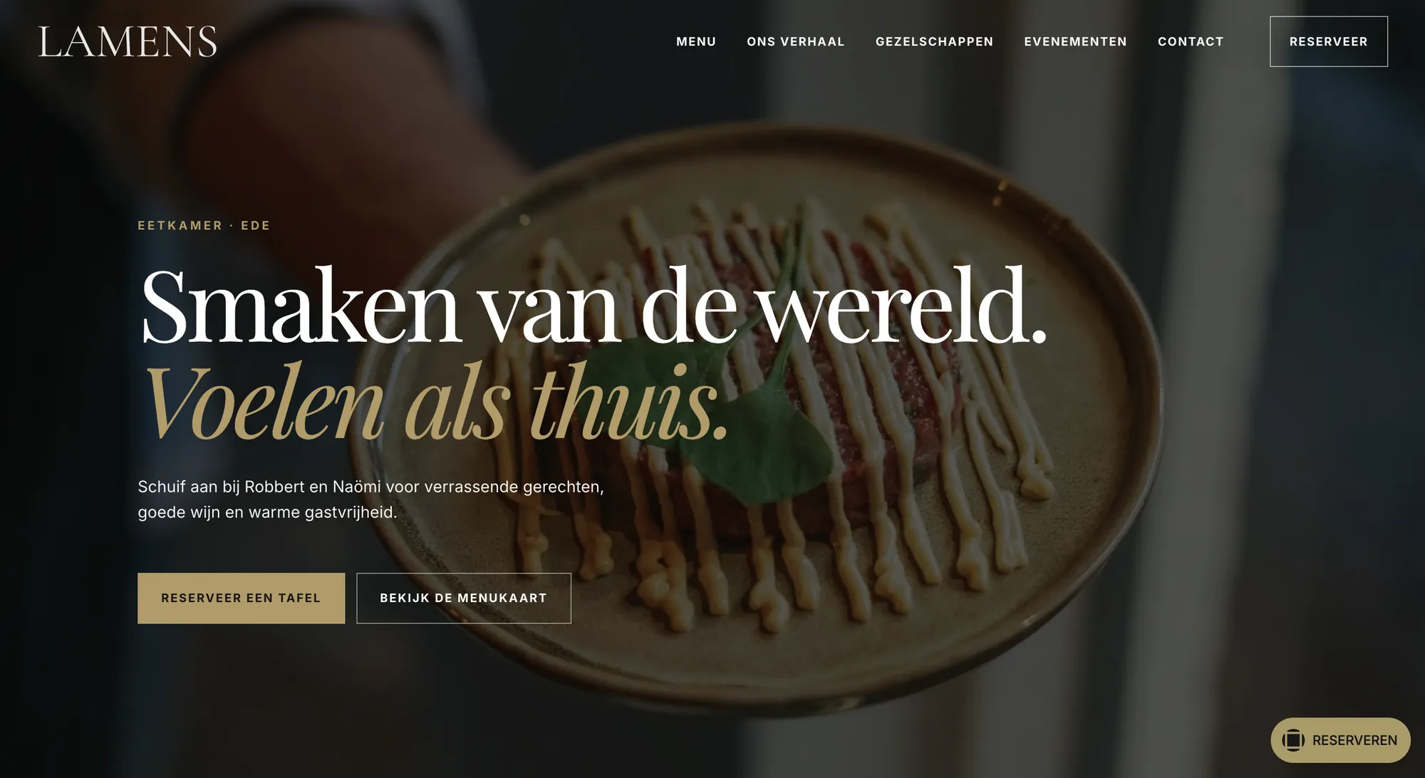 Header van de website van Eetkamer Lamens