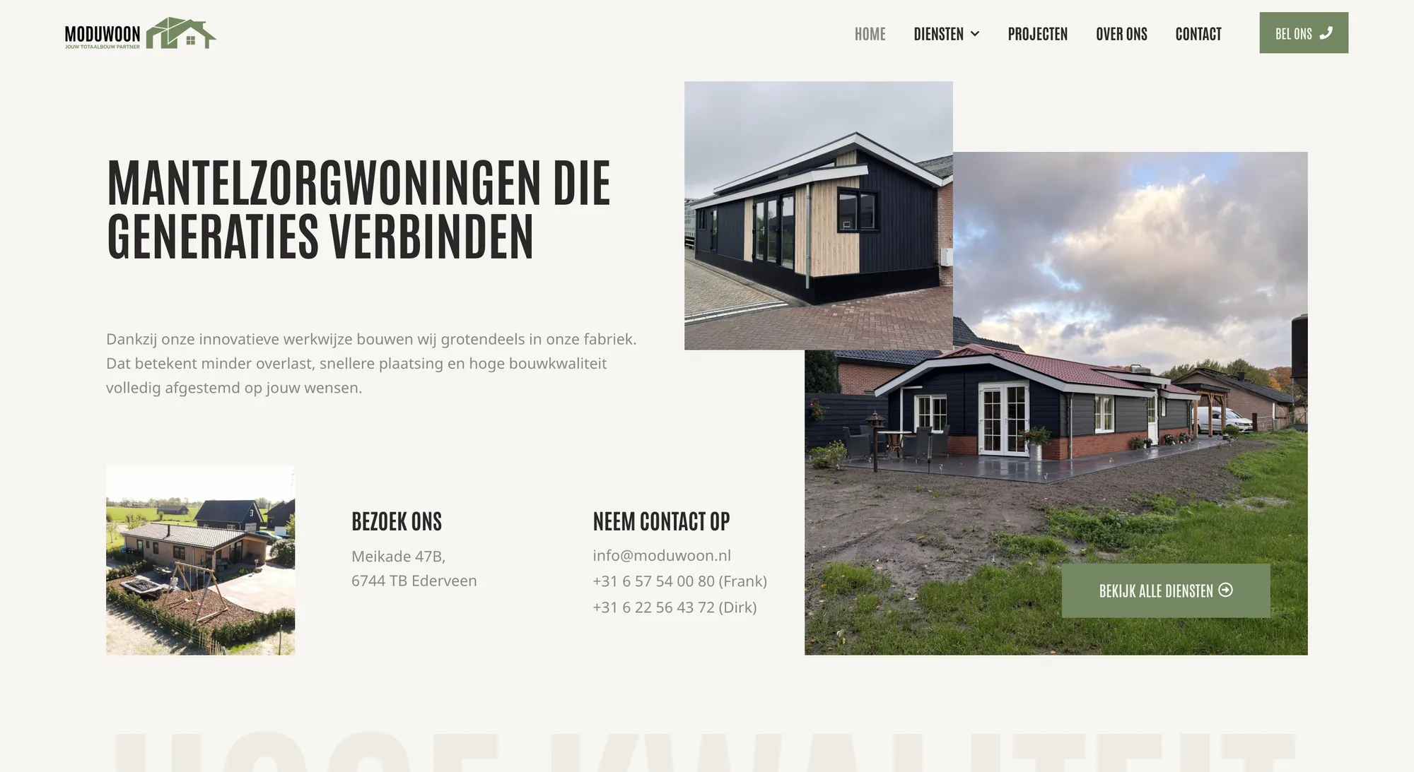 Header van de website van ModuWoon