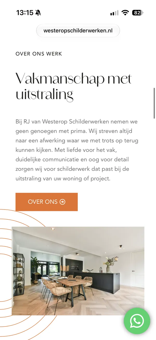 Mobiele weergave van de website van RJ van Westerop Schilderwerken