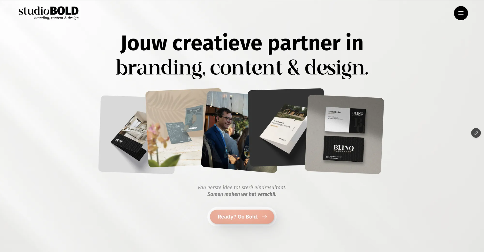 Header van de website van Studio BOLD